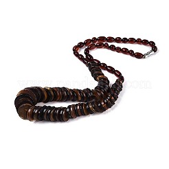 Natural Amber Disc and Rice Graduated Beaded Necklaces&nbsp;NJEW-T019-08