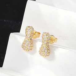 Brass Micro Pave Cubic Zirconia Stud Earrings&nbsp;EJEW-Z091-04G-I