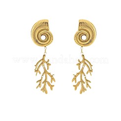 Alloy & Imitation Pearl Shell Shape with Coral Stud Earrings for Women&nbsp;WG4E17D-01