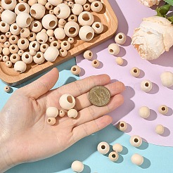 400Pcs 5 Styles Natural Unfinished Wood Beads&nbsp;WOOD-YW0001-64