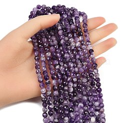 Faceted Round Natural Chevron Amethyst Bead Strands&nbsp;G-L437-22-6mm