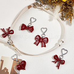 5Pcs 5 Styles Acrylic Bowknot & Heart Pendant Decorations&nbsp;KEYC-BBC0001-13