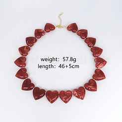 Plastic & Resin Heart Beaded Necklaces for Women&nbsp;FS-WG3668E-02