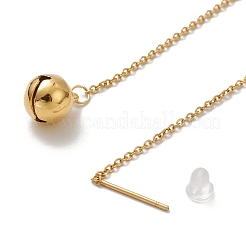 PVD Vacuum Plating 304 Stainless Steel Long Chain with Small Bell Dangle Stud Earrings for Women&nbsp;EJEW-A068-01G