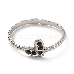 Rhinestone Heart Open Cuff Ring&nbsp;RJEW-K237-02P