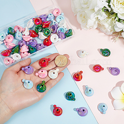 54Pcs 6 Colors UV Plating Opaque Acrylic Beads&nbsp;MACR-PH0002-12