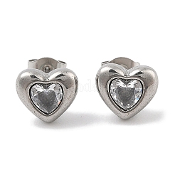 Ion Plating(IP) 304 Stainless Steel Heart Stud Earrings&nbsp;EJEW-C099-13M-02