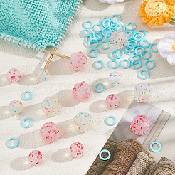 16Pcs 4 Styles Cornerless Cube & Round Silicone Knitting Needle Stoppers&nbsp;DIY-GO0001-91