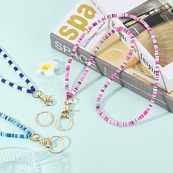 Handmade Polymer Clay Disc Beads Neck Strap Lanyard&nbsp;NJEW-SW00065-01