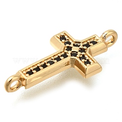 Brass Pave Black Cubic Zirconia Connector Charms&nbsp;KK-M101-02E-G01