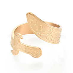304 Stainless Steel Cuff Open Rings for Women&nbsp;RJEW-N054-01G