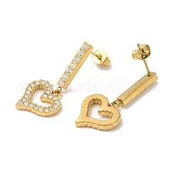Ion Plating(IP) Stainless Steel Inlay Rhinestone Stud Earrings for Women&nbsp;EJEW-M024-05B-G