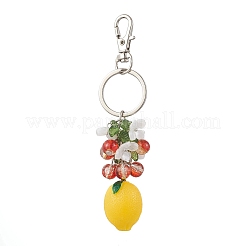 5Pcs Opaque Resin & Spray Painted Crackle Glass Keychains&nbsp;KEYC-JKC01343