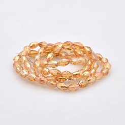 AB Color Plated Glass Faceted Rice Beads Strands&nbsp;GLAA-A030A-AB01
