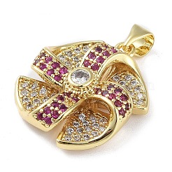 Rack Plating Brass Micro Pave Cubic Zirconia Pendants&nbsp;KK-K341-49G-01