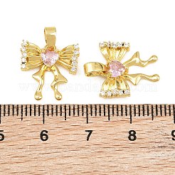 Brass Micro Pave Pink Cubic Zirconia Charms&nbsp;CU-CBABDE1-09G