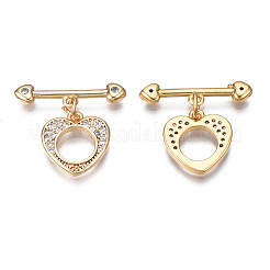 Brass Micro Pave Clear Cubic Zirconia Toggle Clasps&nbsp;KK-Q278-005-NF