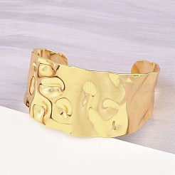 Simple 304 Stainless Steel Cuff Bangles for Women&nbsp;BJEW-P363-10G