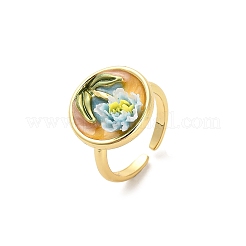 Brass Enamel Cuff Rings&nbsp;RJEW-K291-01G-02