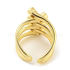 Brass Micro Pave Cubic Zirconia Open Cuff Ring&nbsp;RJEW-C033-02G