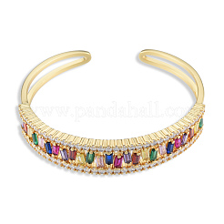 Colorful Cubic Zirconia Open Cuff Bangle&nbsp;BJEW-N014-010