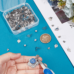 100Pcs Flat Round 304 Stainless Steel Ear Stud Components&nbsp;STAS-UN0053-60