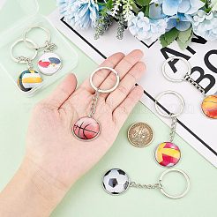 6Pcs 6 Style Glass Pendant Keychain&nbsp;KEYC-OC0001-23