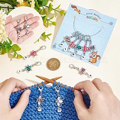 Alloy Enamel & Acrylic Pendant Locking Stitch Markers&nbsp;HJEW-AB00121