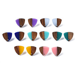 Resin & Walnut Wood Stud Earring Findings&nbsp;MAK-N032-023A