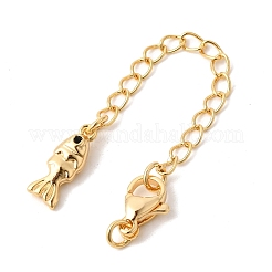 Brass Micro Pave Clear Cubic Zirconia Curb Chain Extender&nbsp;KK-Z149-10G
