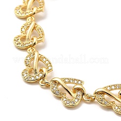 Clear Cubic Zirconia Heart Link Chain Bracelet&nbsp;BJEW-A132-09G