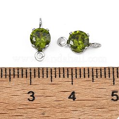 SHEGRACE Brass Pave Cubic Zirconia Flat Round Connector Charms&nbsp;XGRQ2O414-435D-P