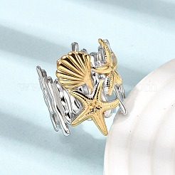 304 Stainless Steel Open Cuff Rings for Women&nbsp;RJEW-K316-01GP