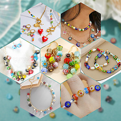 180Pcs 6 Styles Handmade Millefiori Glass Round Bead Strands&nbsp;LAMP-LT0001-08