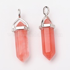 Cherry Quartz Glass Pointed Pendants&nbsp;G-F295-03E