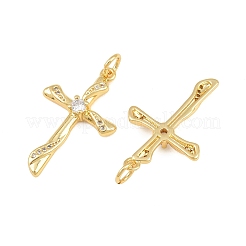 Brass Micro Pave Clear Cubic Zirconia Pendants&nbsp;CU-CBA48B8-01G-F
