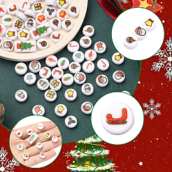 100Pcs Christmas Theme Printed Opaque Acrylic Beads&nbsp;OACR-SP0001-93