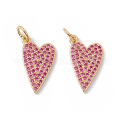 Rack Plating Brass Micro Pave Hot Pink Cubic Zirconia Pendants&nbsp;ZIRC-C040-19G