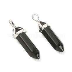 2Pcs Natural Obsidian Double Terminal Pointed Pendants&nbsp;G-YW0002-04