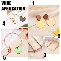 20Pcs 10 Style 304 Stainless Steel Flat Round Pendants & Rectangle Connector Charms Ion Plating(IP)&nbsp;FIND-SZ0002-35