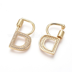 Brass Micro Pave Cubic Zirconia Screw Carabiner Lock Charms&nbsp;KK-I033-01G-B