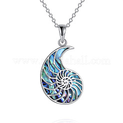 Ocean 304 Stainless Steel & Natural Paua Shell Conch Shell Shaped Pendant Necklaces for Women&nbsp;WGFD092-01