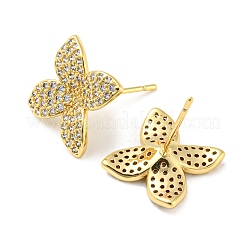 Flower Rack Plating Brass Micro Pave Cubic Zirconia Stud Earrings for Women&nbsp;EJEW-F326-13G