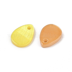 Spray Painted Natural Freshwater Shell Teardrop Charms&nbsp;SHEL-K006-47