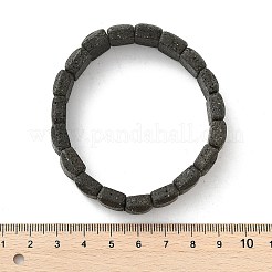 Rectangle Frosted Natural Lava Rock Bead Stretch Bracelets for Women Men&nbsp;BJEW-C097-03B
