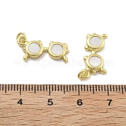 Brass Pave Natural White Shell Pendants&nbsp;KK-U060-02G