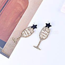 Goblet with Happy New Year Acrylic Dangle Stud Earrings&nbsp;FS-WG98AAA-01