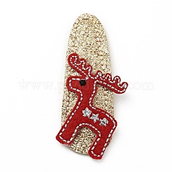 Christmas Deer Glitter Gretel Fabric with PU leather Snap Hair Clips&nbsp;PHAR-G006-03P