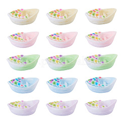 30Pcs 5 Colors Resin Ship with Flower Miniature Ornaments&nbsp;AJEW-TA0005-86