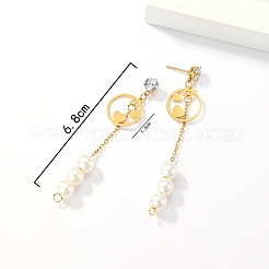 Golden 304 Stainless Steel Dangle Stud Earrings&nbsp;CL0746-3